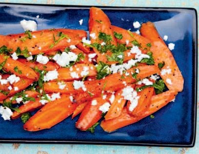 Roasted carrots with feta & parsley