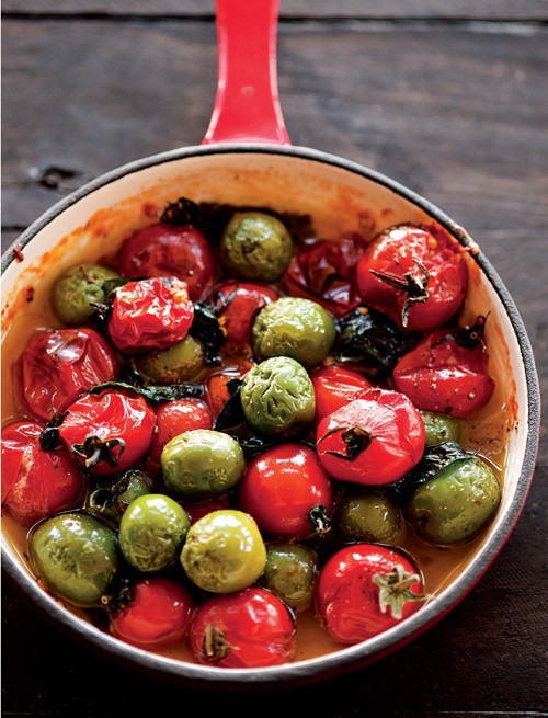 Roasted Castelvetrano olives & cherry tomatoes
