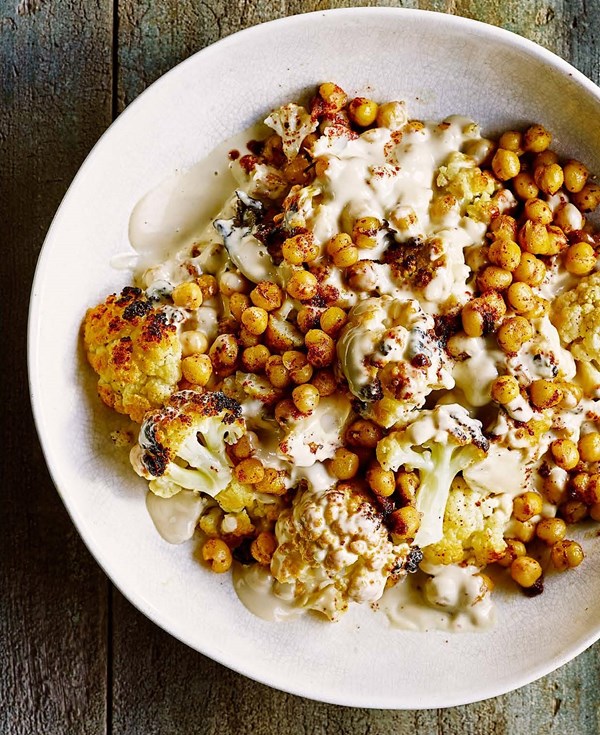 Roasted cauliflower and chickpea salad