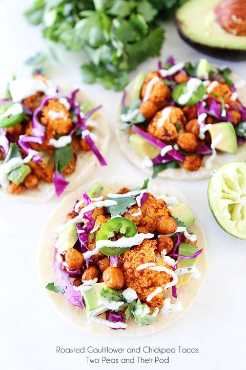 Roasted cauliflower and chickpea tacos