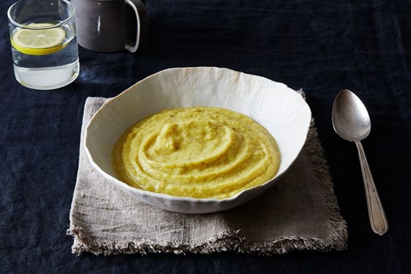 Roasted cauliflower and harissa soup