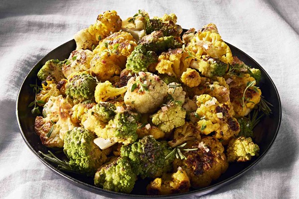 Roasted cauliflower and Romanesco with Dijon vinaigrette
