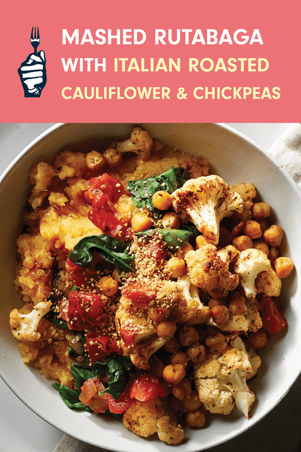 Roasted cauliflower and rutabaga “polenta”