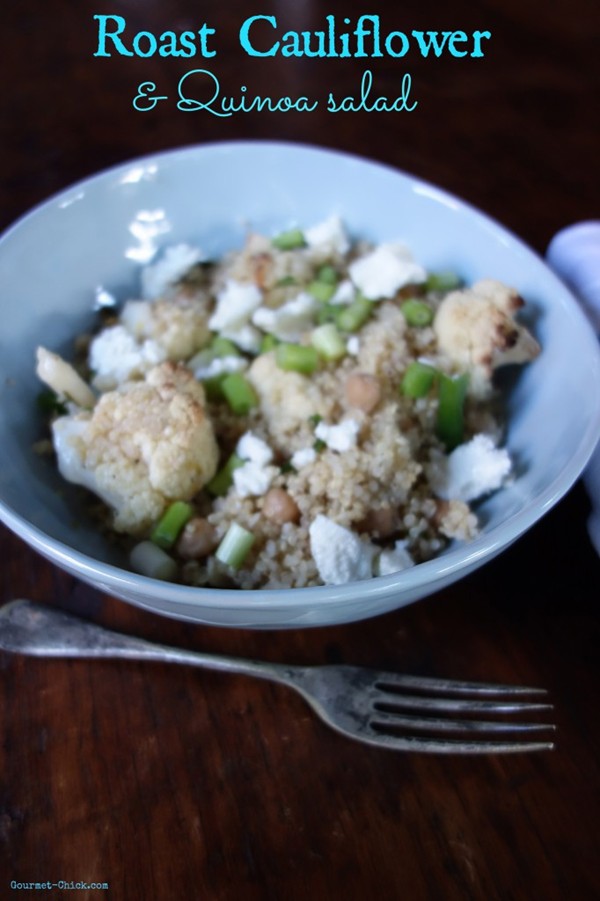 Roasted cauliflower, chickpea and quinoa salad