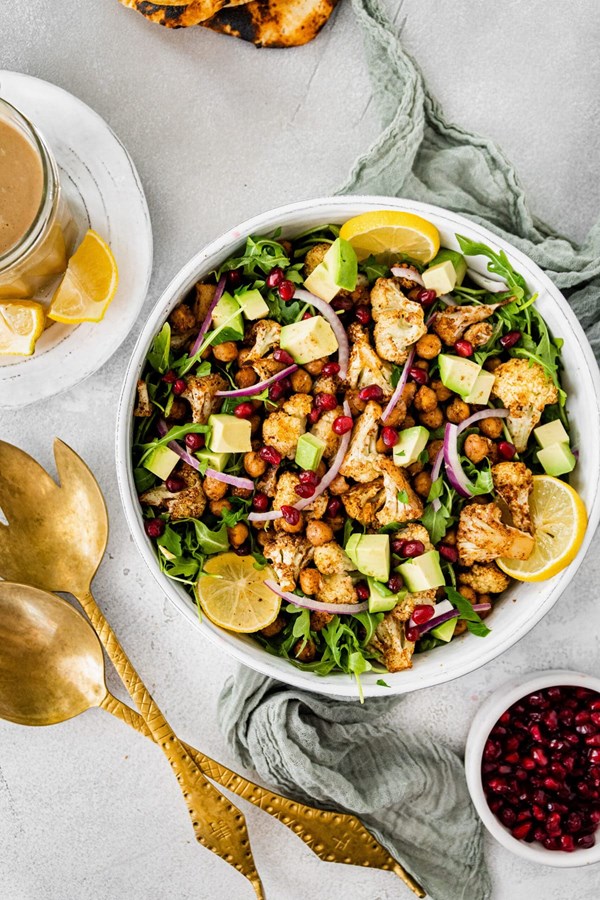 Roasted cauliflower chickpea salad