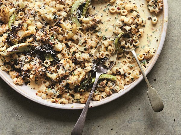 Roasted cauliflower, preserved lemon and chilli pasta