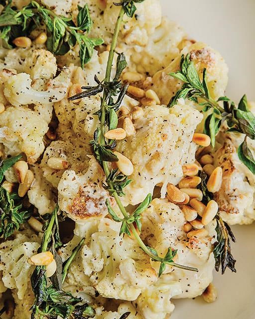 Roasted cauliflower salad with tahini & oregano