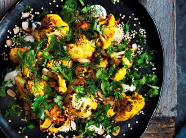 Roasted cauliflower salad with yoghurt dressing