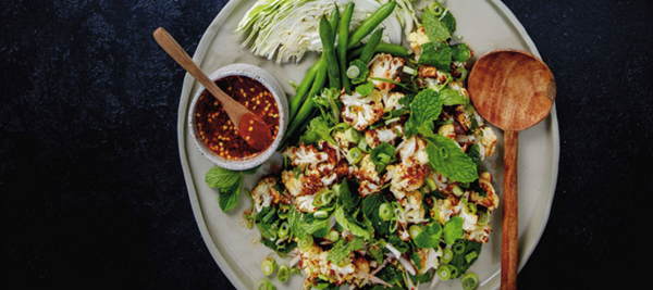 Roasted cauliflower Thai laab salad