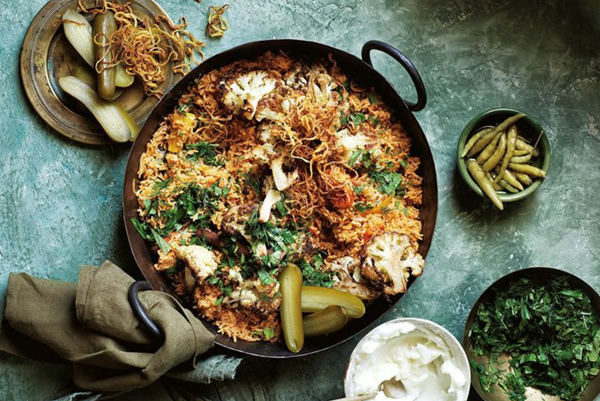 Roasted cauliflower, tomato and sumac pilaf