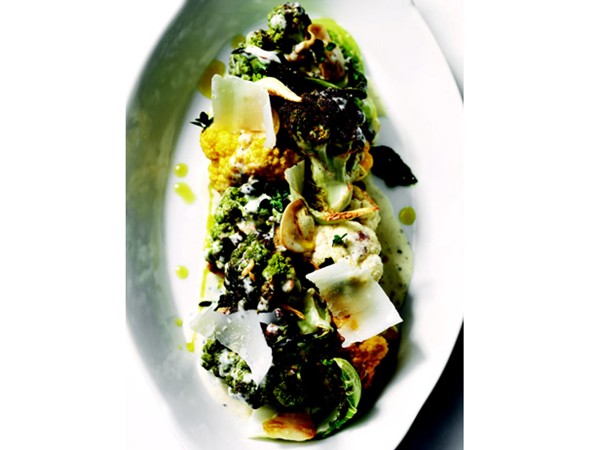 Roasted cauliflower with anchovy, capers, and fresh thyme
