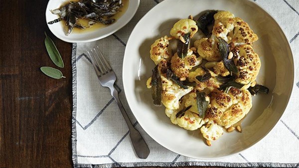 Roasted cauliflower with crispy sage and toasted pine nuts