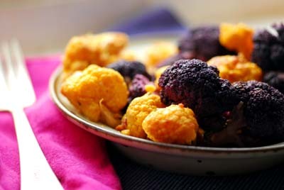 Roasted cauliflower with garlic and purple sage