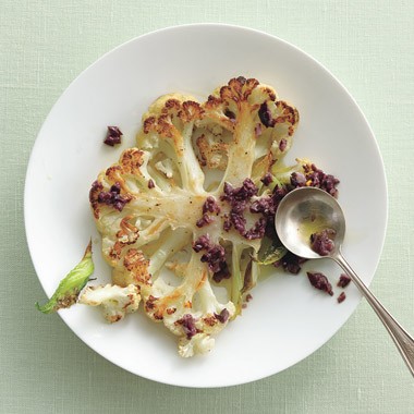 Roasted cauliflower with Kalamata vinaigrette