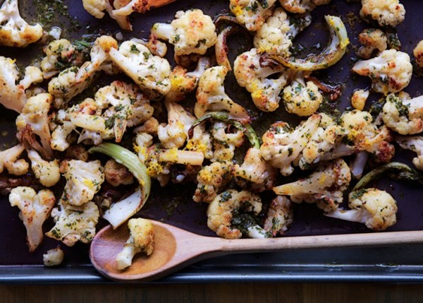 Roasted cauliflower with lemon-parsley dressing
