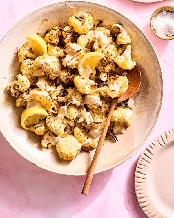 Roasted cauliflower with lemon tahini
