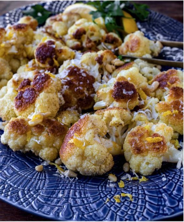 Roasted cauliflower with pignoli