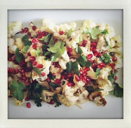Roasted cauliflower with tahini & preserved lemon dressing