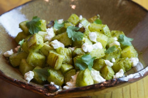 Roasted chayote with herbs and goat cheese (Chayote asado con queso de cabra)