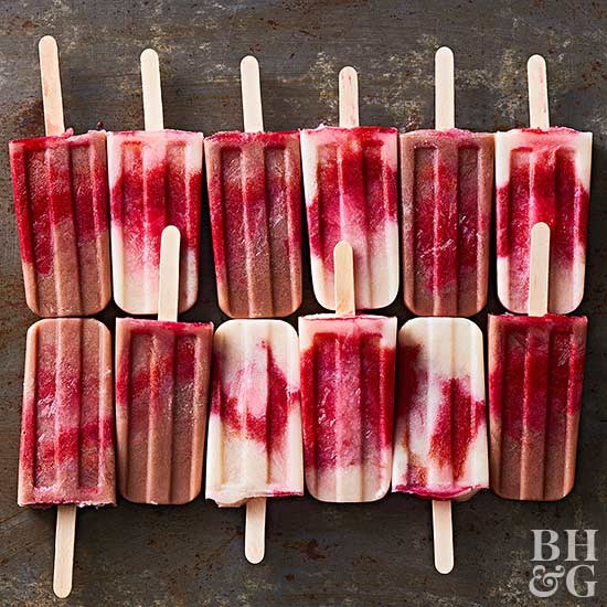 Roasted cherry-almond milk pops