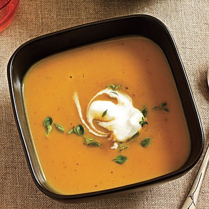 Roasted chesnut soup with thyme cream