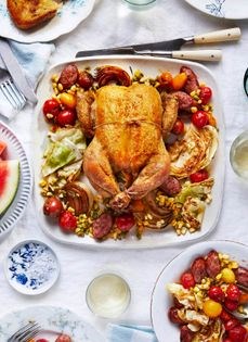 Roasted chicken and drippin’ veggies