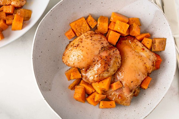 Roasted chicken and sweet potatoes