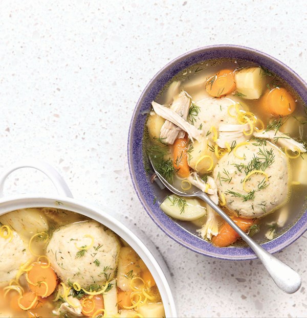 Roasted chicken matzo ball soup