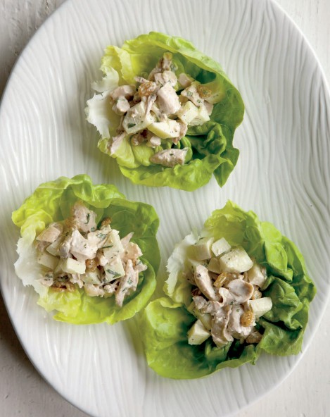 Roasted chicken salad with apples, golden raisins, and tarragon