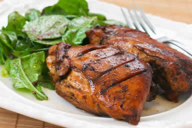 Roasted chicken thighs with black bean garlic marinade