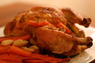 Roasted chicken with carrots