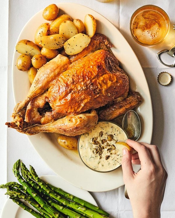 Roasted chicken with chicken fat garlic mayonnaise 