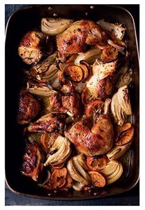 Roasted chicken with clementines & arak