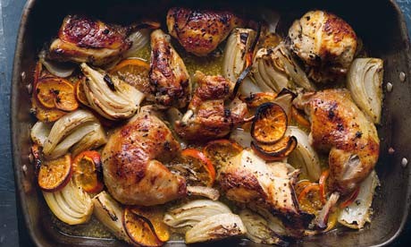 Roasted chicken with clementines and arak