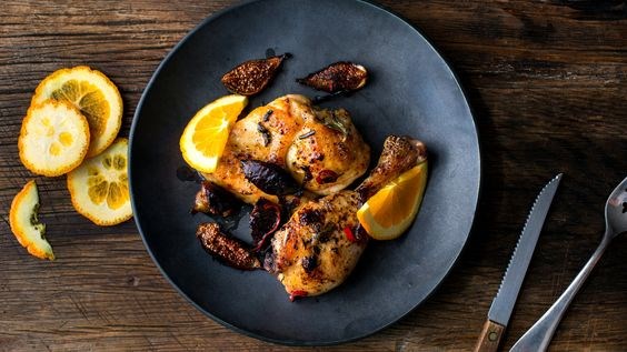 Roasted chicken with figs and rosemary