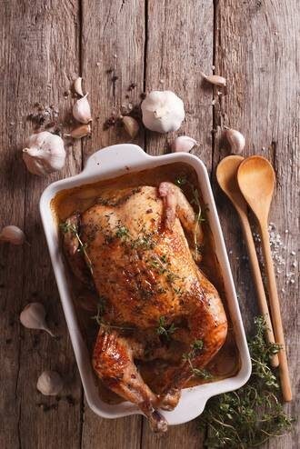 Roasted chicken with Manchego and sage stuffing