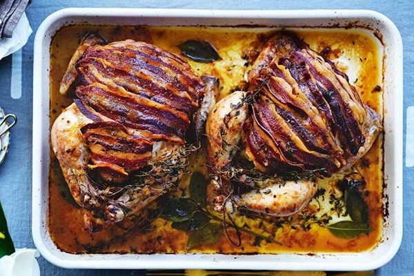 Roasted chicken with pancetta and preserved lemon