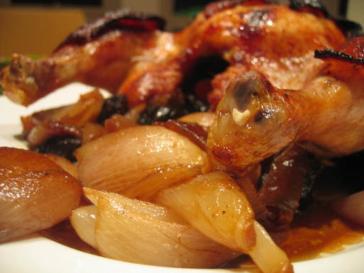 Roasted chicken with prunes and Armagnac