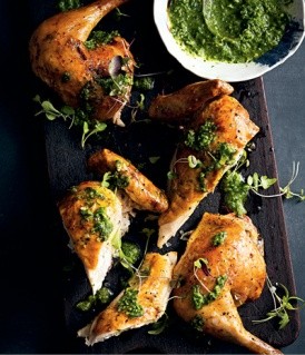 Roasted chicken with skhug