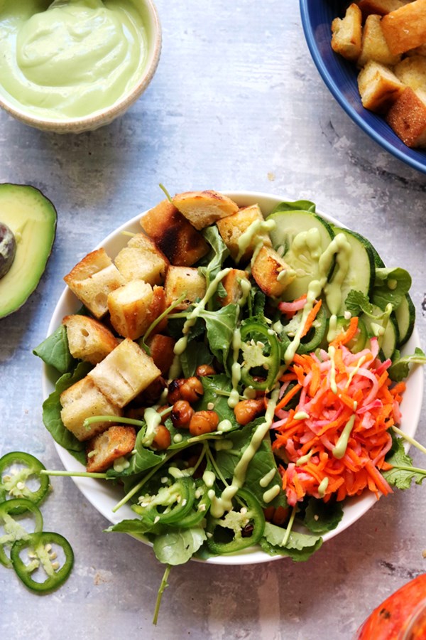 Roasted chickpea banh mi salad