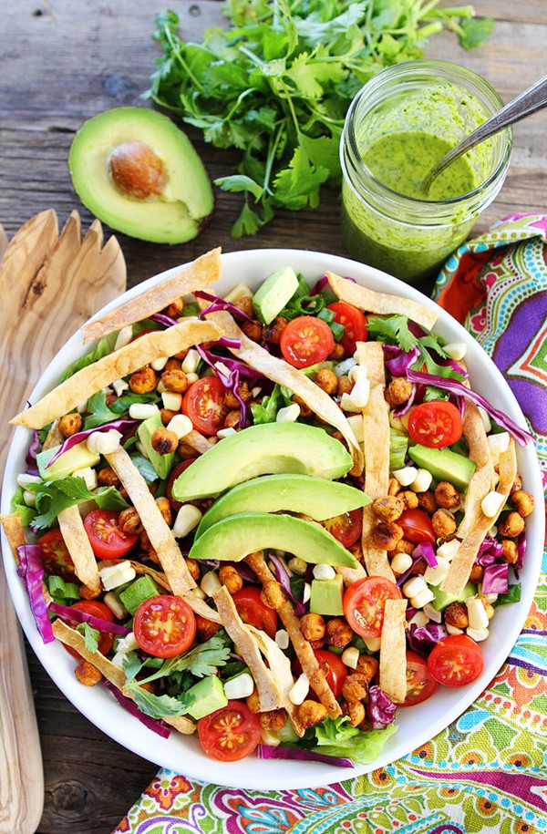 Roasted chickpea taco salad
