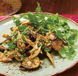 Roasted Chinese chicken salad with eggplant