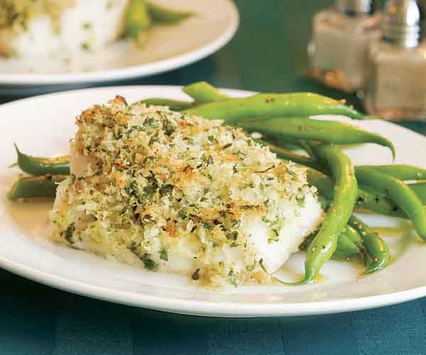 Roasted cod with lemon-parsley crumbs