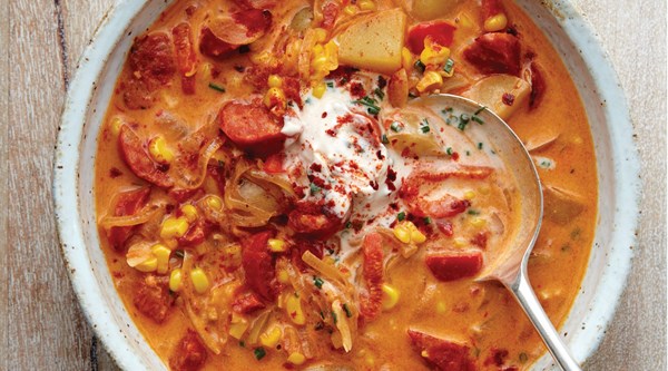 Roasted corn and chorizo chowder