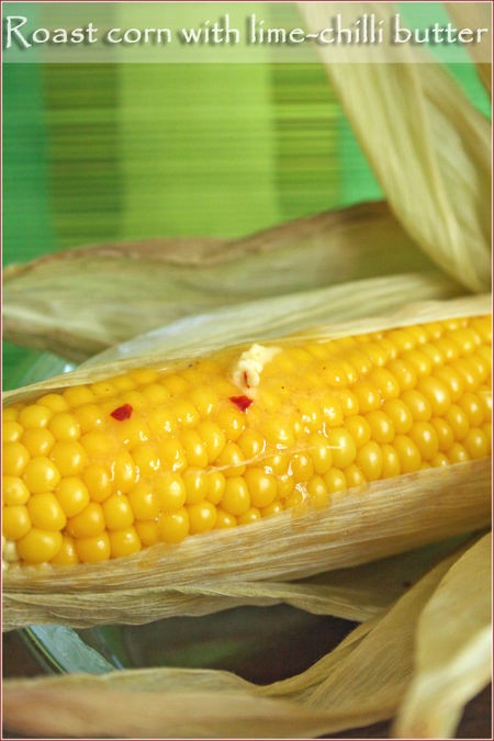 Roasted corn with lime & chilli butter