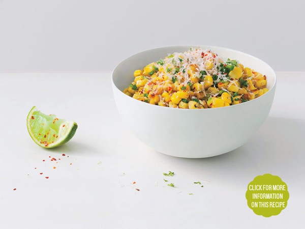 Roasted corn with Manchego & lime