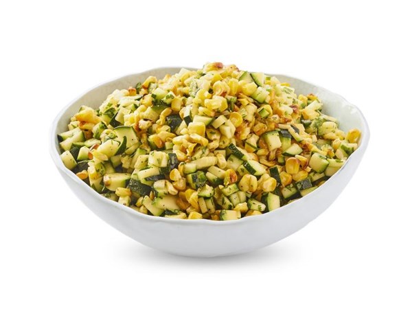 Roasted corn, zucchini and jalapeño salad