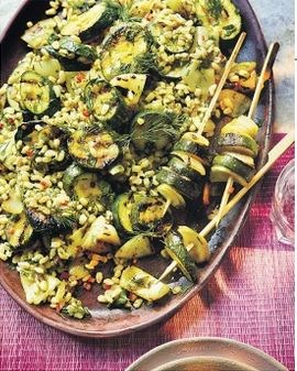 Roasted courgette & herbed pearl barley