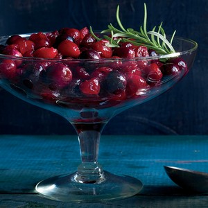 Roasted cranberries and grapes with rosemary