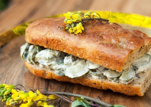 Roasted cucumber sandwiches